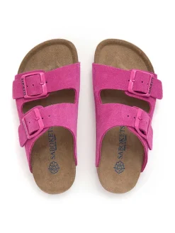 Leren slippers roze