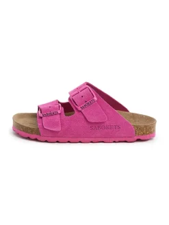 Leren slippers roze