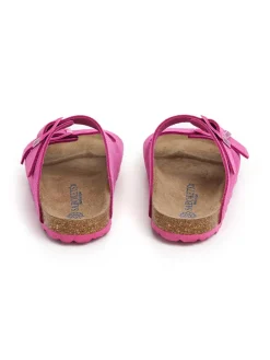 Leren slippers roze
