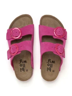 Leren slippers roze
