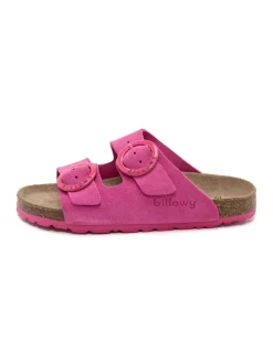Leren slippers roze