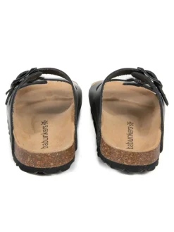 Leren slippers zwart