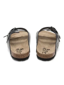 Leren slippers zwart