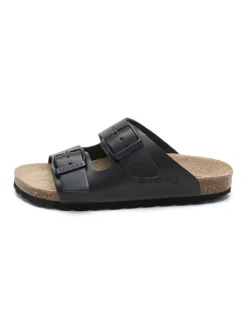 Leren slippers zwart