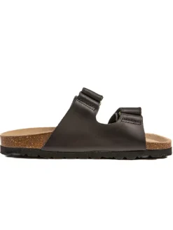 Leren slippers zwart