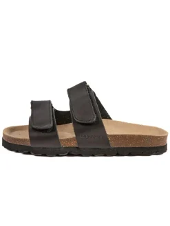 Leren slippers zwart