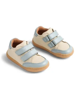 Leren sneakers "Barres" beige/lichtblauw