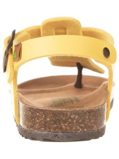 Leren teenslippers geel