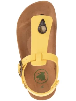 Leren teenslippers geel