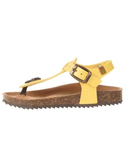 Leren teenslippers geel