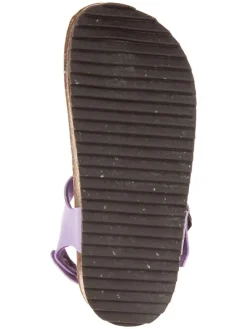 Leren teenslippers paars