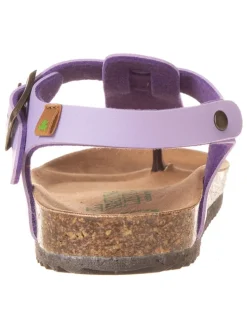 Leren teenslippers paars