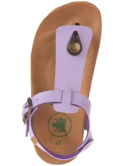Leren teenslippers paars