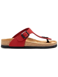 Leren teenslippers rood