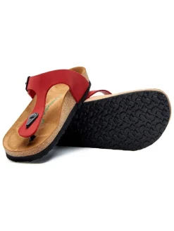 Leren teenslippers rood