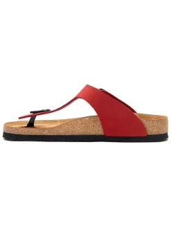 Leren teenslippers rood