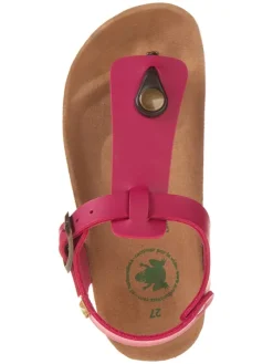 Leren teenslippers roze