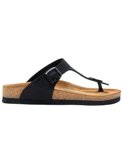 Leren teenslippers zwart