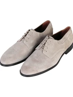 Leren veterschoenen grijs