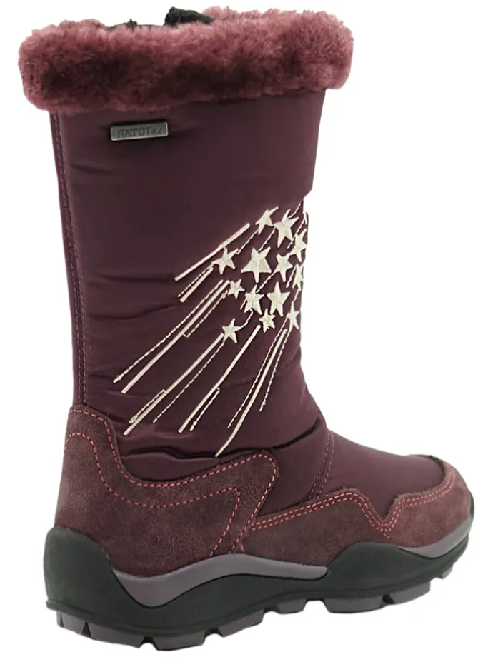 Leren winterlaarzen auberginekleurig
