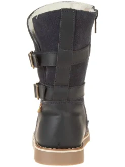 Leren winterlaarzen donkerblauw