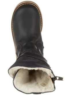 Leren winterlaarzen donkerblauw