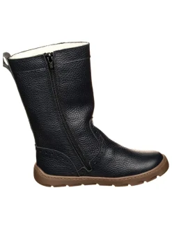 Leren winterlaarzen donkerblauw