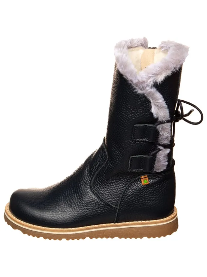 Leren winterlaarzen donkerblauw
