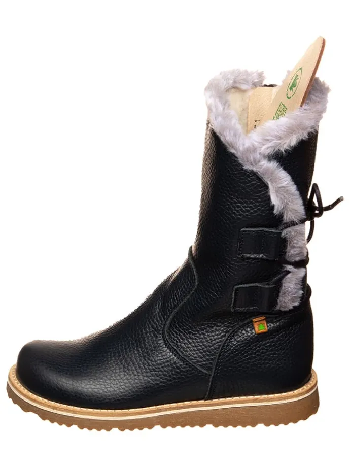 Leren winterlaarzen donkerblauw