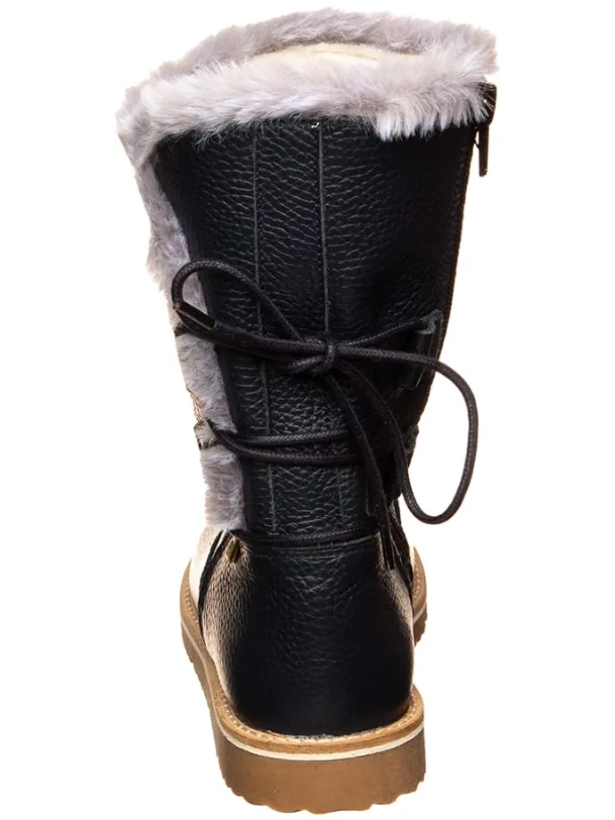 Leren winterlaarzen donkerblauw