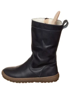 Leren winterlaarzen donkerblauw