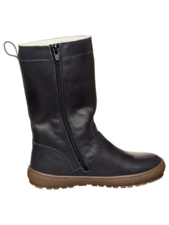 Leren winterlaarzen donkerblauw