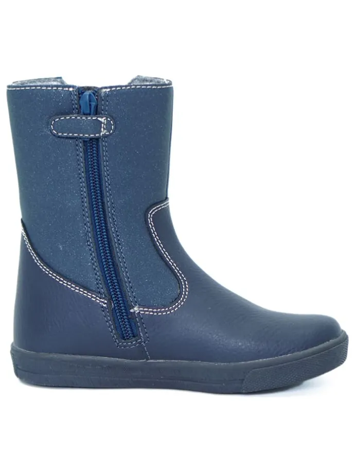 Leren winterlaarzen donkerblauw