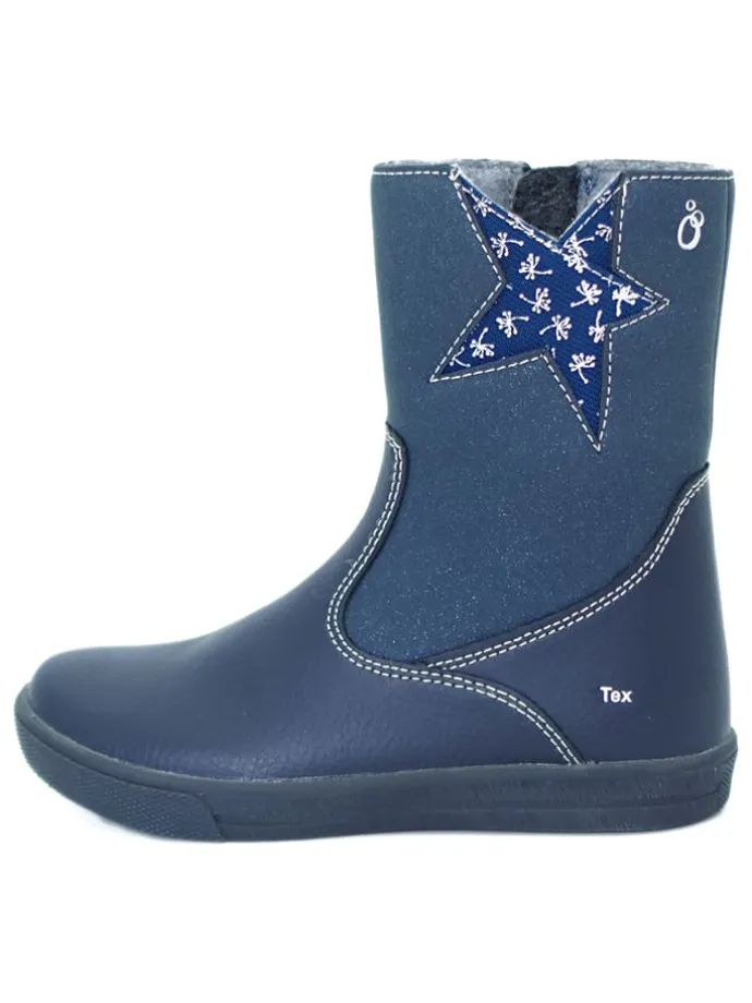 Leren winterlaarzen donkerblauw