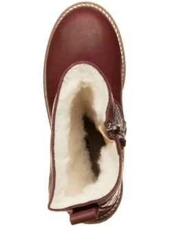 Leren winterlaarzen donkerrood/zilverkleurig