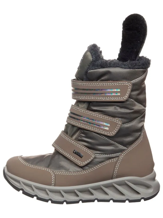 Leren winterlaarzen lichtbruin/grijs