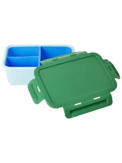 Lunchbox blauw/groen - (B)21 x (H)7,5 x (D)14 cm