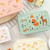 Lunchbox "Forest friends" groen - (B)22 x (H)7 x (D)14 cm