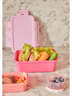 Lunchbox rood/lichtroze - (B)21 x (H)7,5 x (D)14 cm