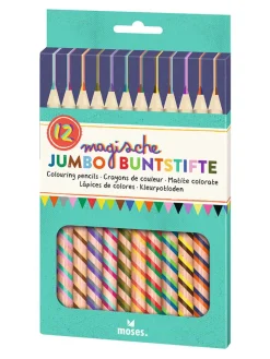 Magische jumbo-kleurstiften - 12 stuks - meerkleurig