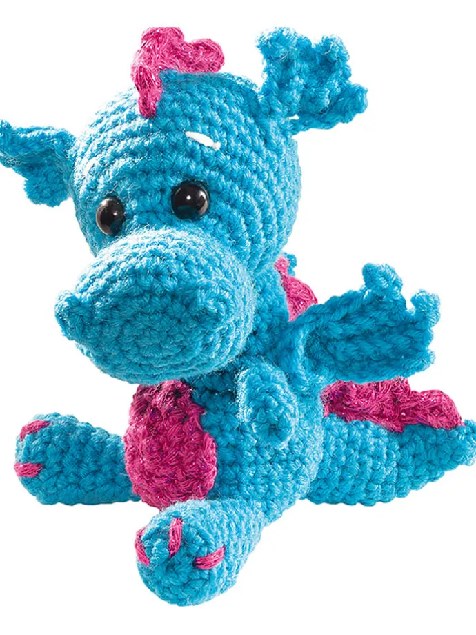 Mini-haakset "Draak" lichtblauw/roze - vanaf 8 jaar