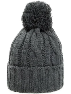 Muts met pompon grijs
