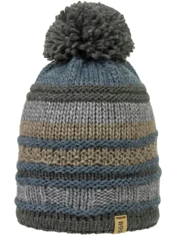 Muts met pompon grijs/kaki
