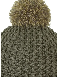 Muts met pompon kaki