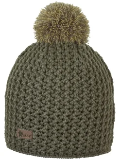 Muts met pompon kaki