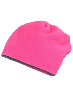 Omkeerbare beanie antraciet/roze