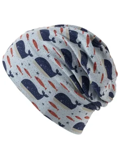 Omkeerbare beanie "Wale" lichtblauw