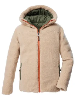 Omkeerbare doorgestikte jas "KOW 231" kaki/beige