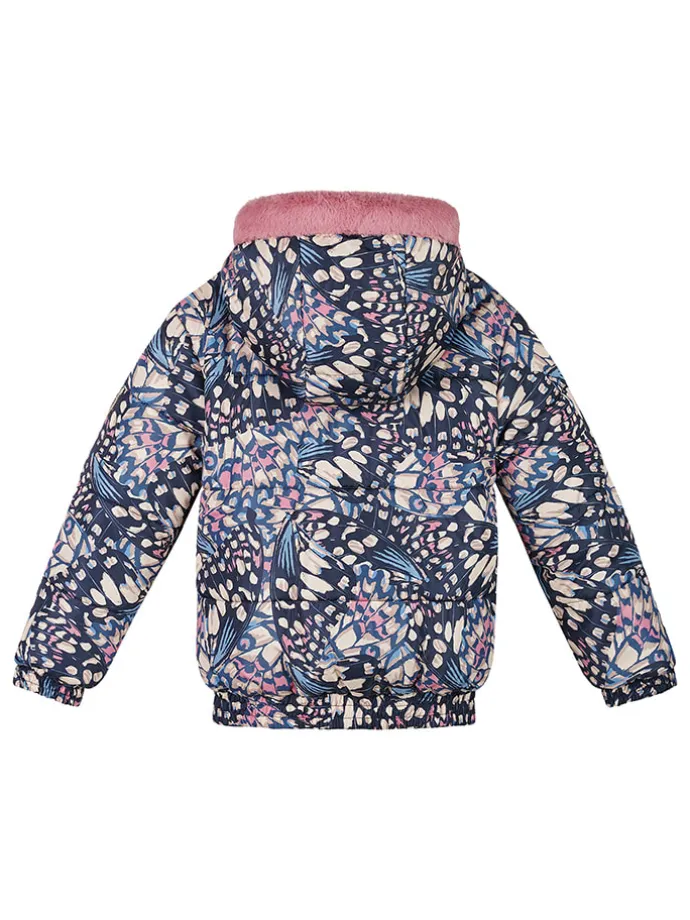 Omkeerbare jas "Bente" donkerblauw/roze
