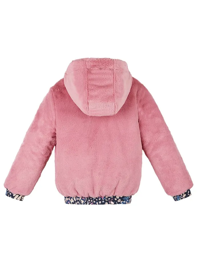 Omkeerbare jas "Bente" donkerblauw/roze